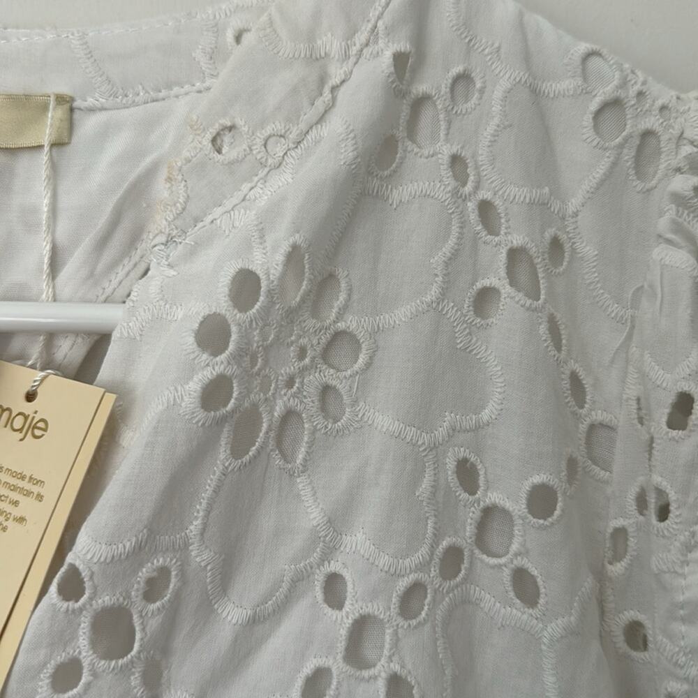 Maje White Lace Embroidered Floral Eyelet Mini Dress Size: 2 - Picture 7 of 12